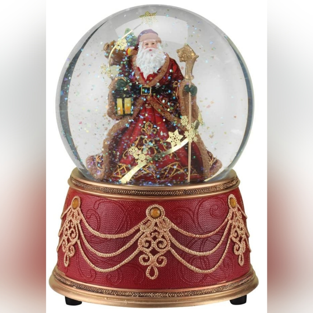 Roman Santa Musical We Wish You a Merry Christmas Snow Globe